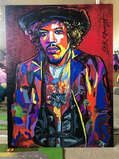Jimi Hendrix Hand Painted and Signed
