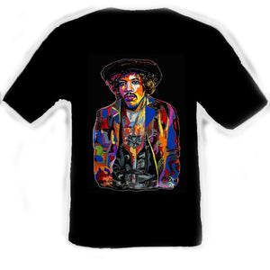 Jimi Hendrix Black T-Shirt artwork by Erik the Artist